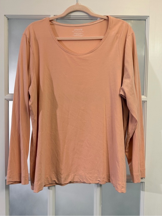 Chico's Tops - Chico's Long Sleeve Scoop Neck Top in Dusty Peach
